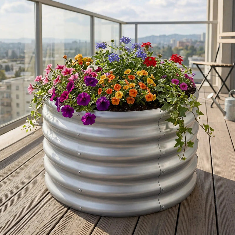 Round Galvanized Raised Garden Bed with Open-Ended Base by DirectDeals