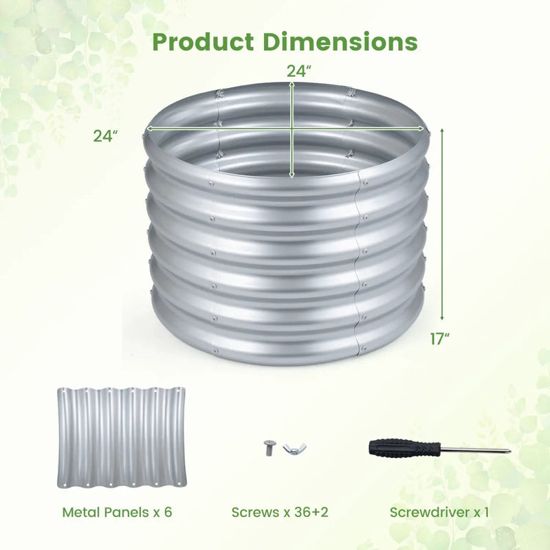 Round Galvanized Raised Garden Bed with Open-Ended Base by DirectDeals