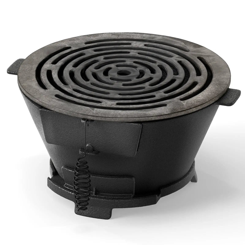 Round Hibachi Grill Outdoor Portable Charcoal Stove with 12 Inch Double-Sided Grate-Black by DirectDeals