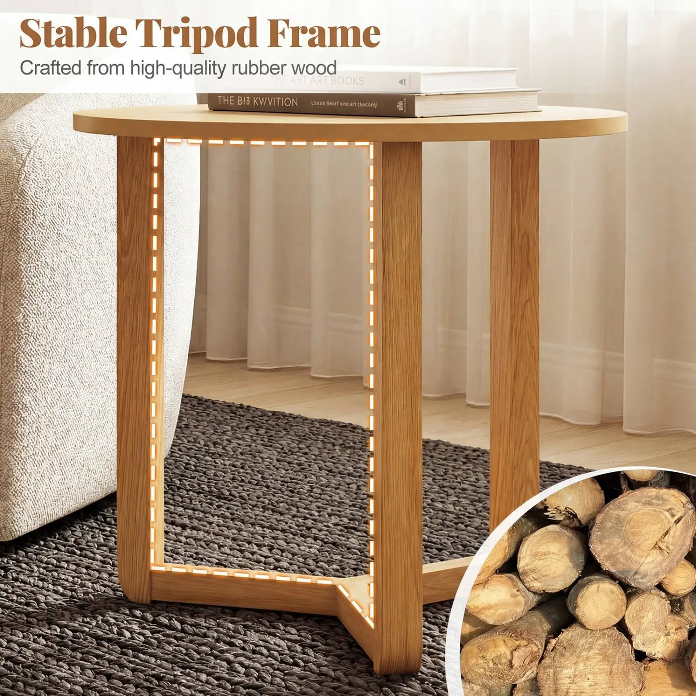 Round Nesting Coffee Table Set of 2 Wood Nesting End Tables with Thickened Top by DirectDeals