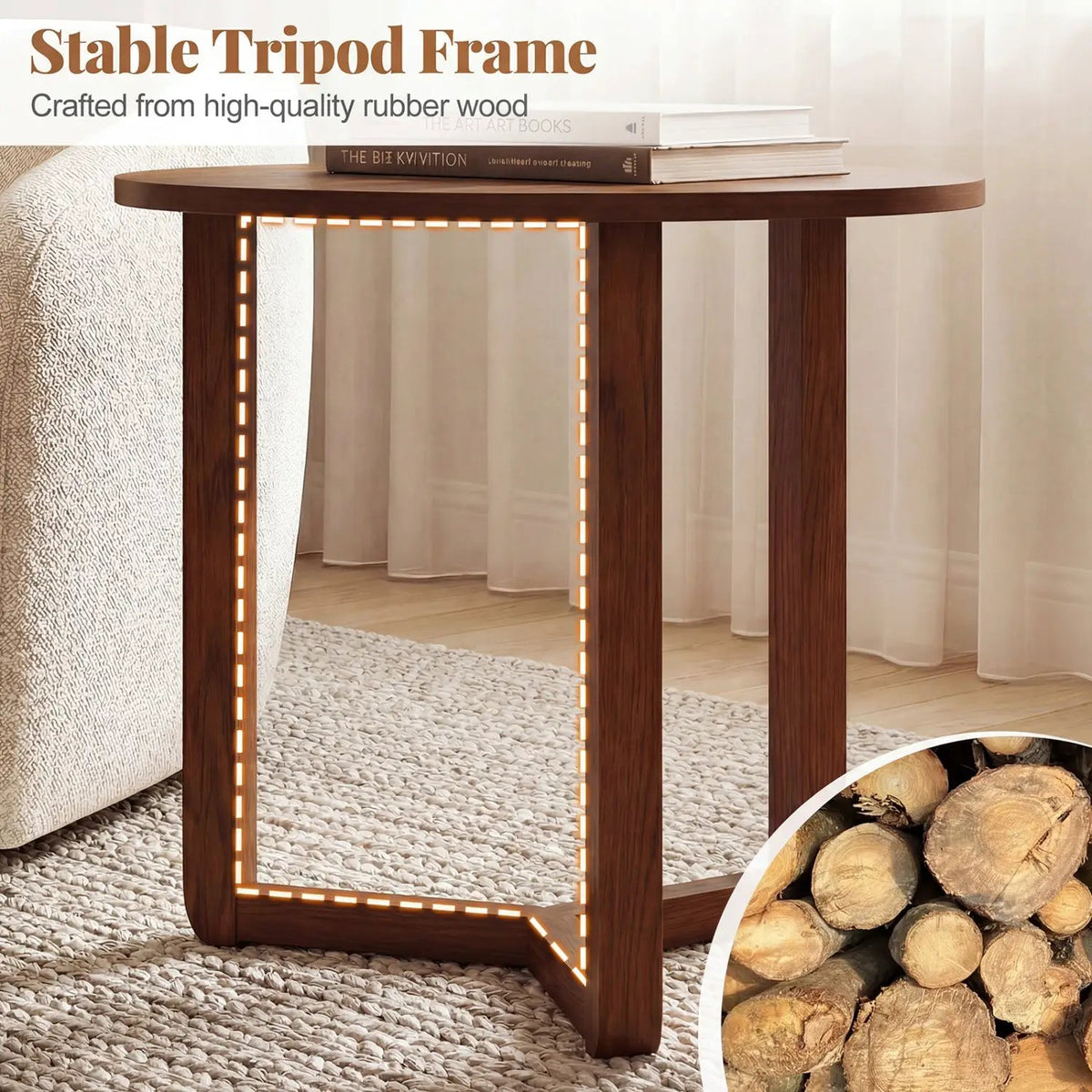 Round Nesting Coffee Table Set of 2 Wood Nesting End Tables with Thickened Top by DirectDeals