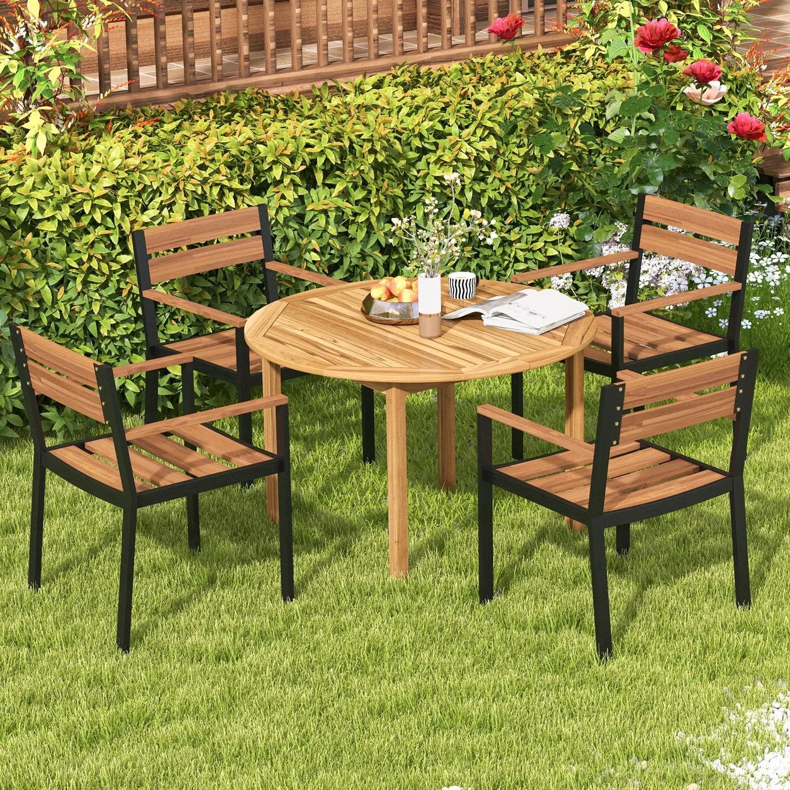 4-Person Large Round Outdoor Dining Table by DirectDeals