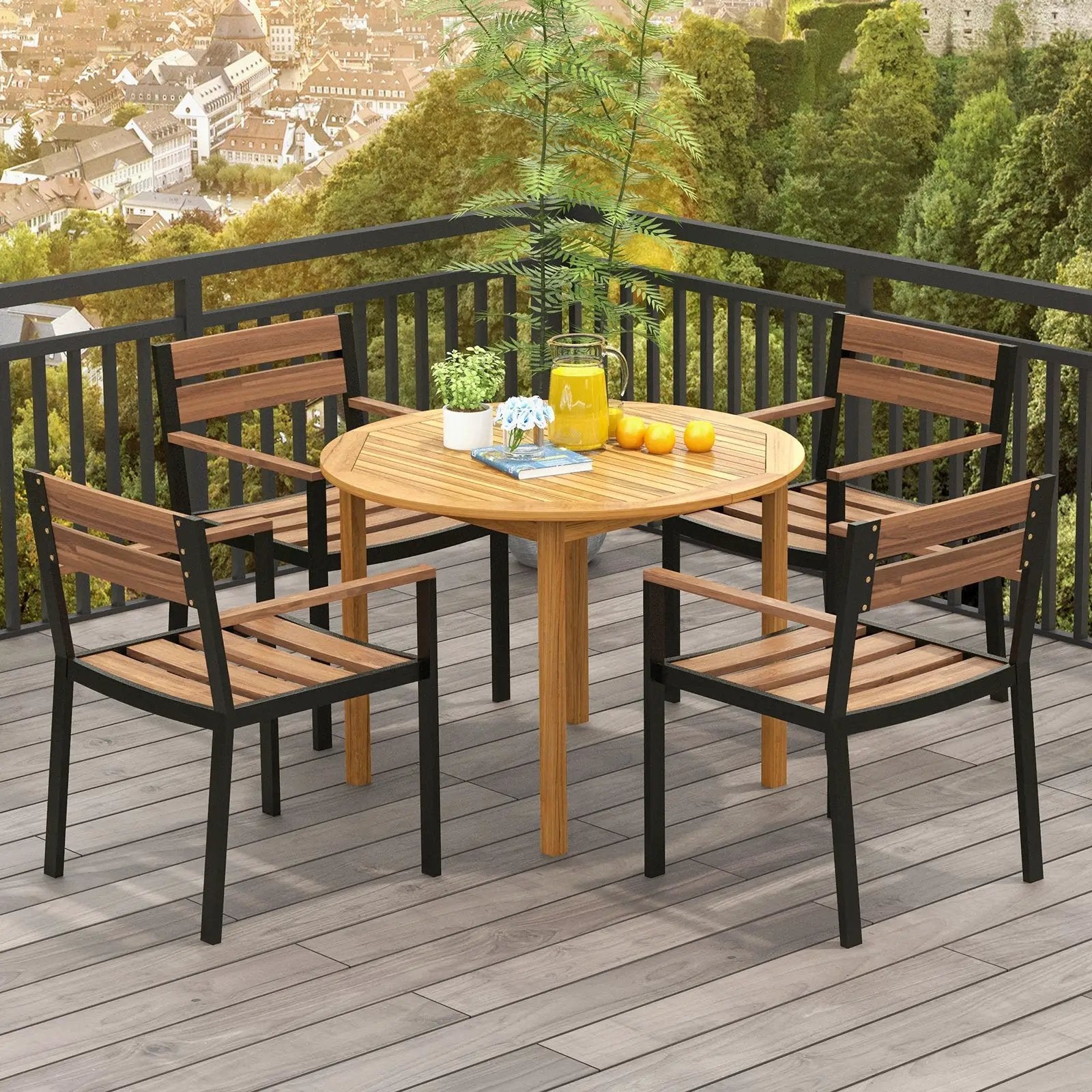 4-Person Large Round Outdoor Dining Table by DirectDeals