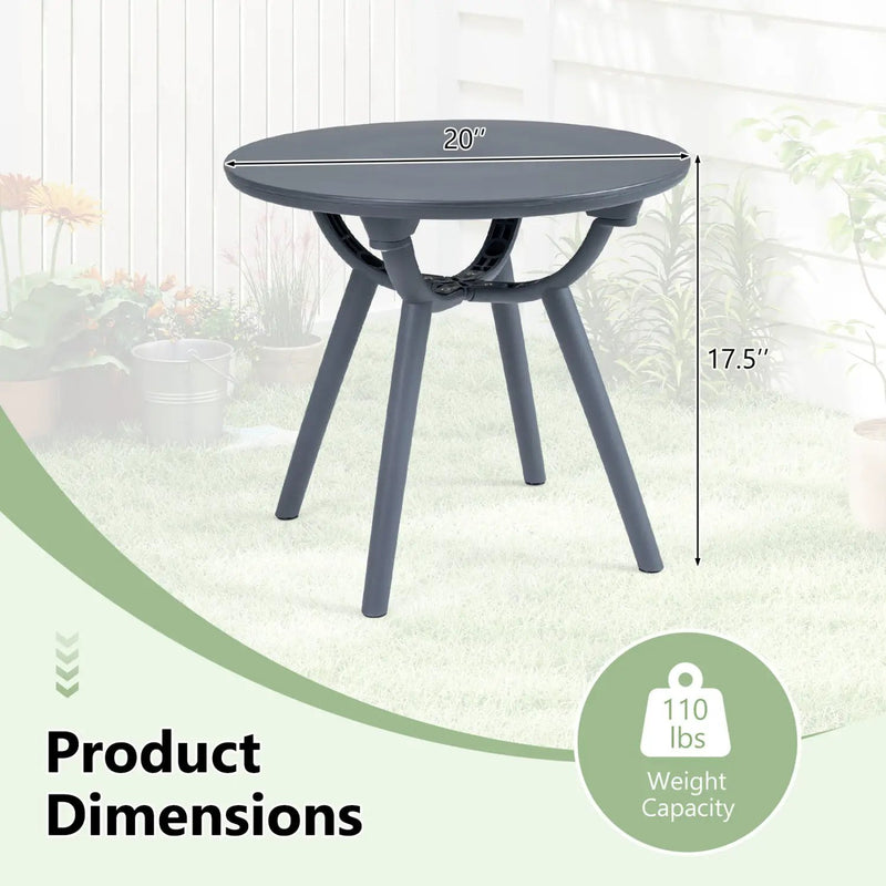 Round Patio Storage Side Table for Poolside and Balcony by DirectDeals