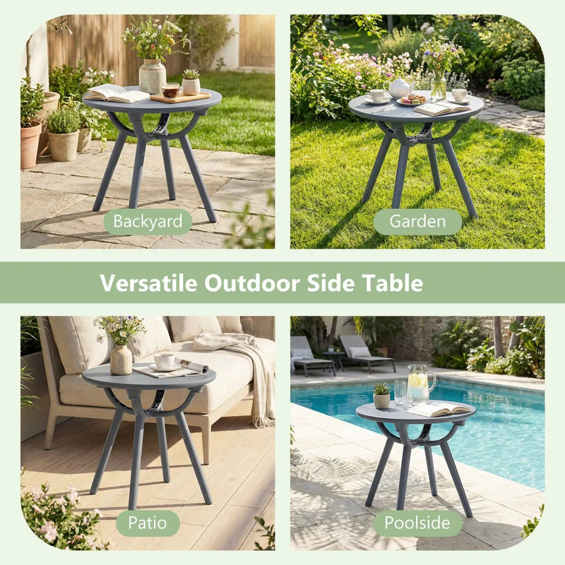 Round Patio Storage Side Table for Poolside and Balcony by DirectDeals
