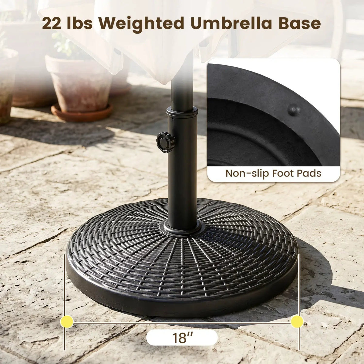 Patio Umbrella Base 22 lbs Resin Wicker Style by DirectDeals