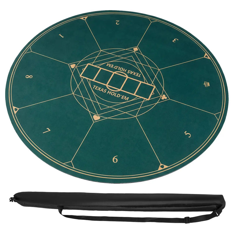 Round Poker Mat for Texas Hold'em 40 inch Portable Foldable Anti-Slip Rubber Base Table Layout by DirectDeals