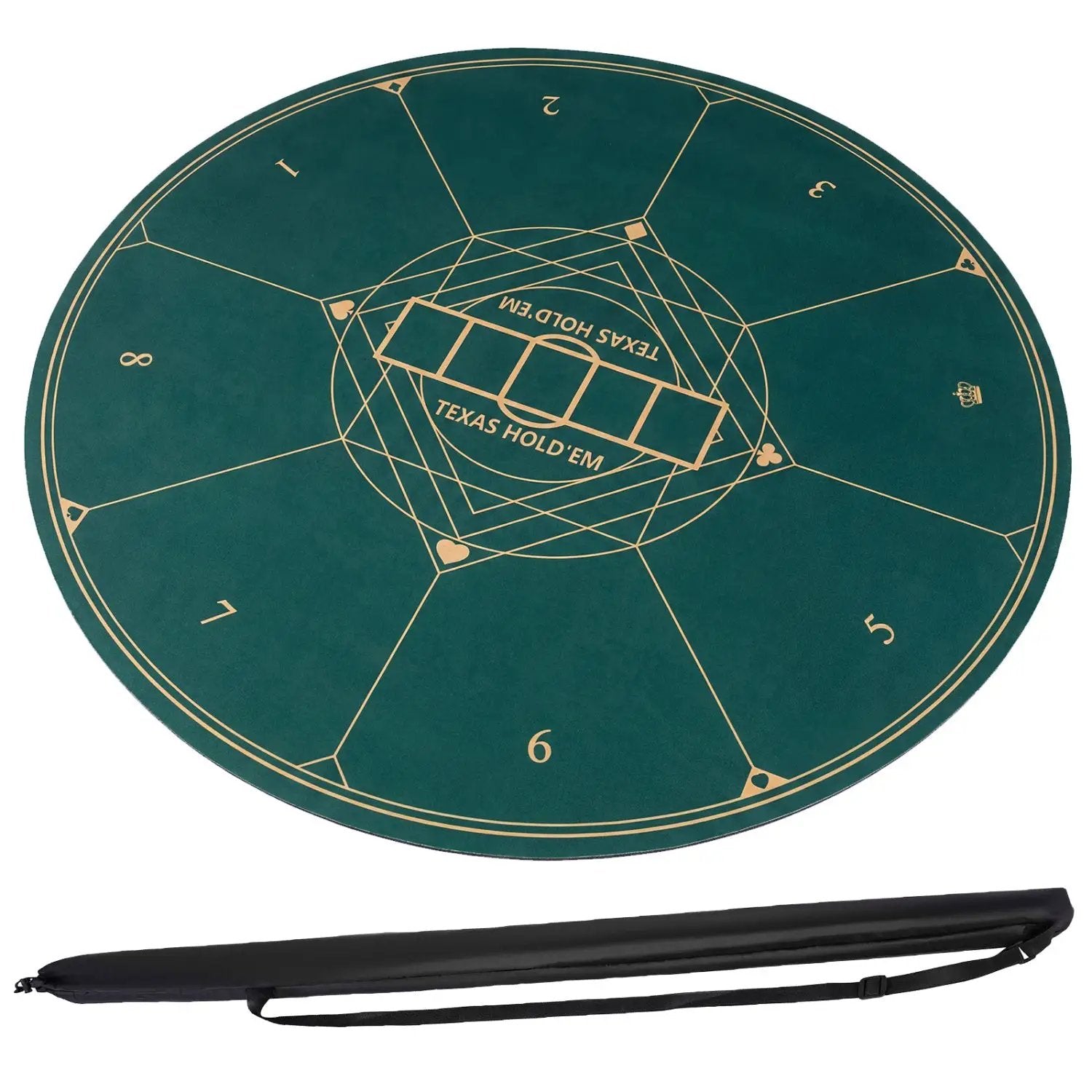 Round Poker Mat for Texas Hold'em 55 inch Portable Foldable Anti-Slip Rubber Base Table Layout by DirectDeals