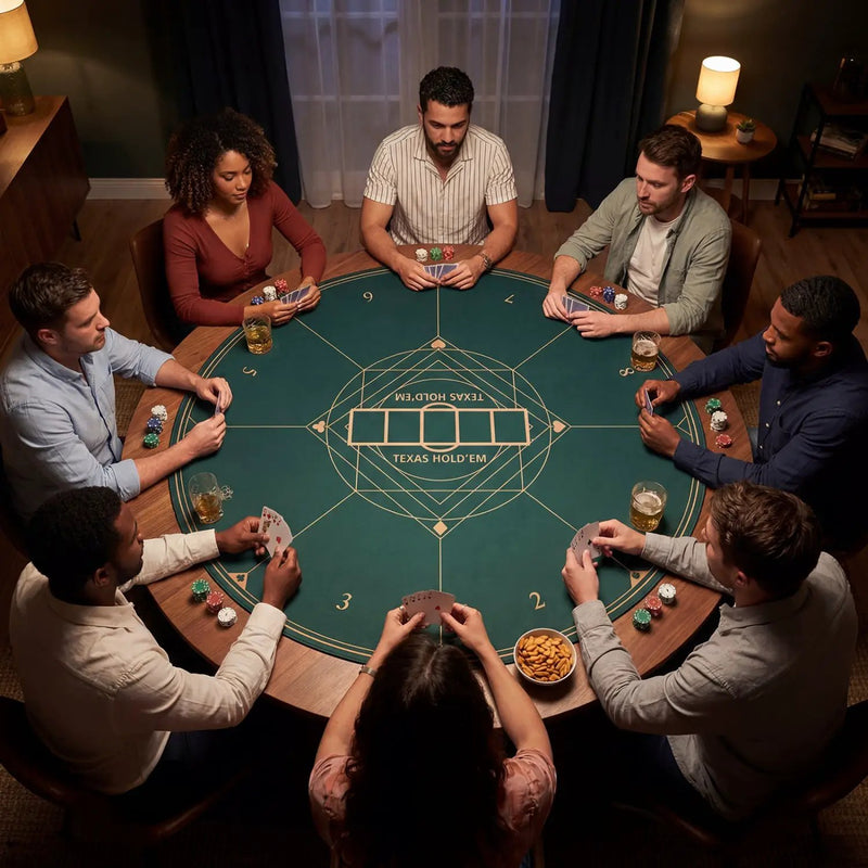Round Poker Mat for Texas Hold'em 47" with Carrying Bag for 8-Player by DirectDeals