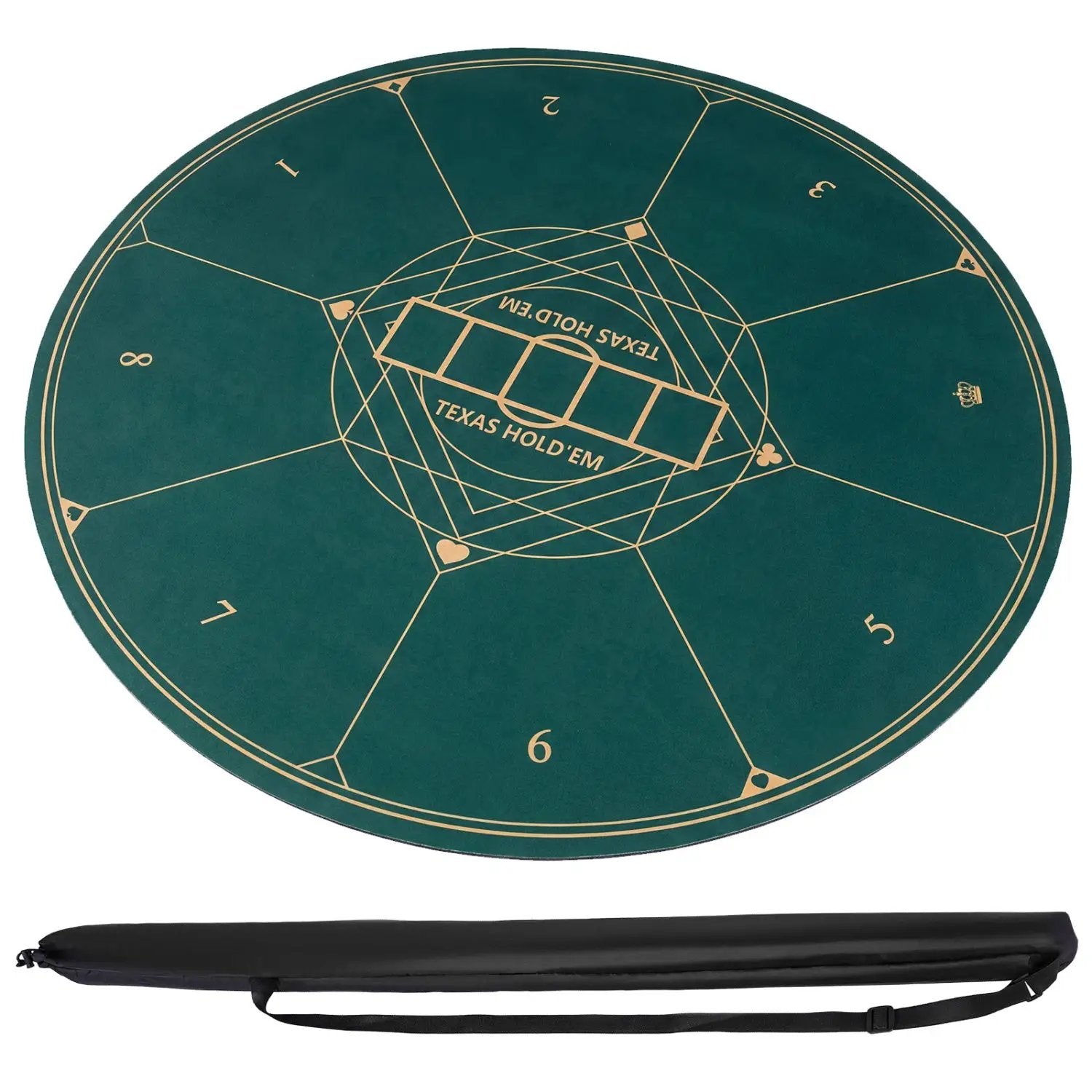 Round Poker Mat for Texas Hold'em 47" with Carrying Bag for 8-Player by DirectDeals