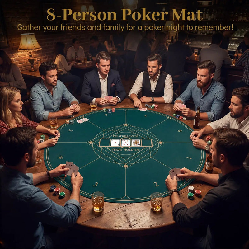 Round Poker Mat for Texas Hold'em 47" with Carrying Bag for 8-Player by DirectDeals