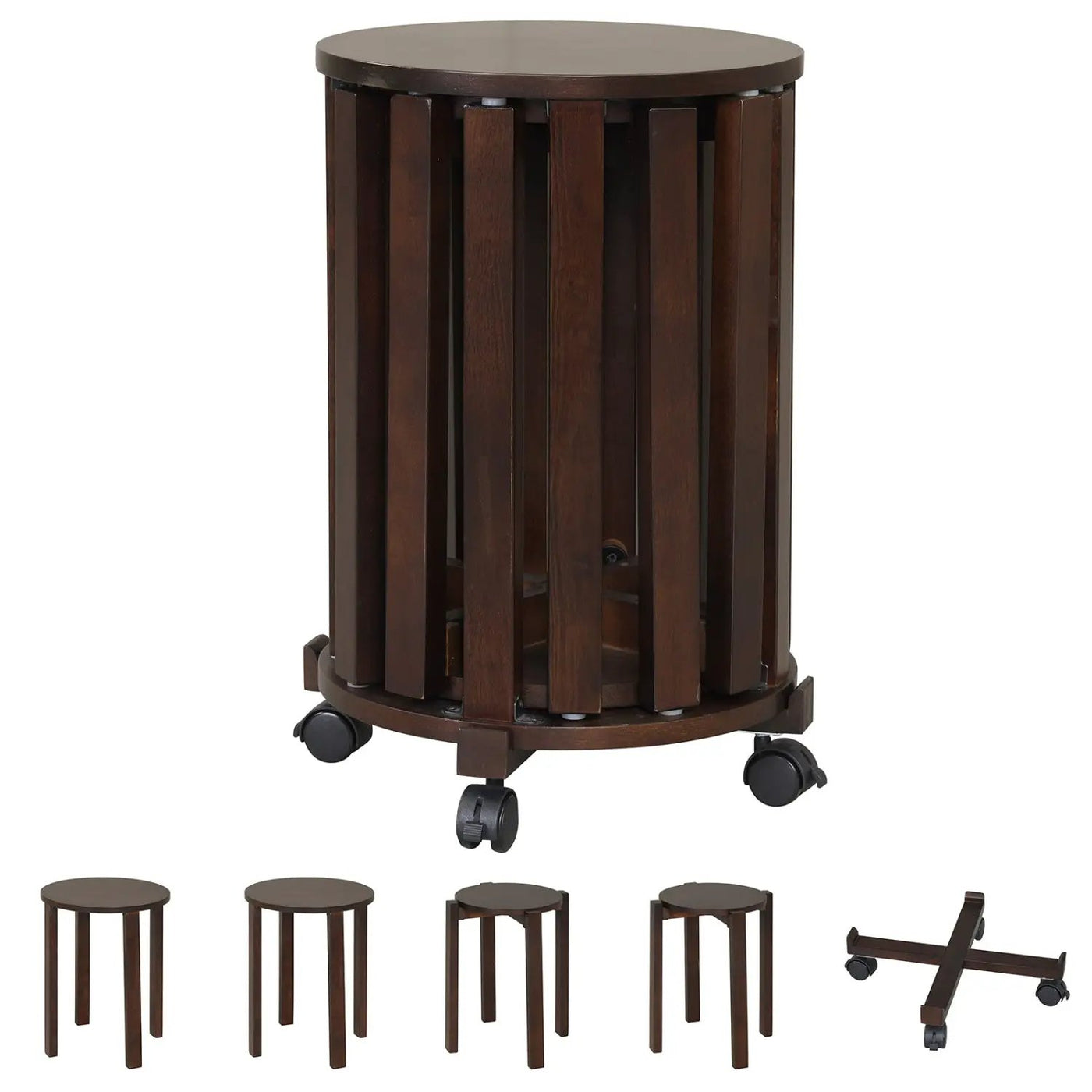 Round Portable Wood Nesting Stools with Locking Casters by DirectDeals