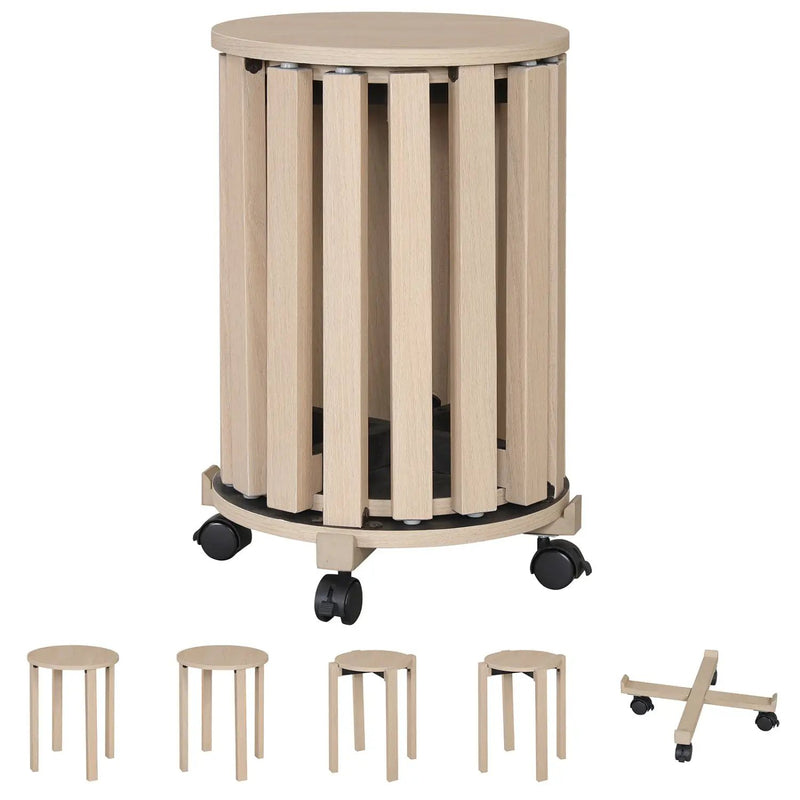Round Portable Wood Nesting Stools with Locking Casters by DirectDeals