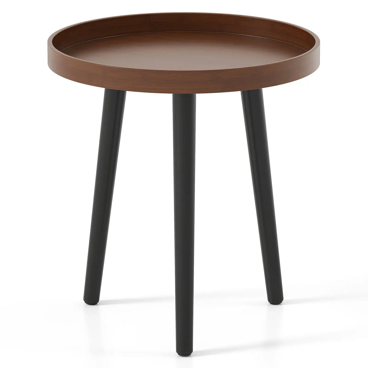 Mid Century Modern Round Side Sofa Coffee Table with Wooden Tray by DirectDeals