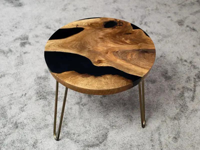 Round Side - End - Accent Table with Straight Edge | Voronoi by Gizz