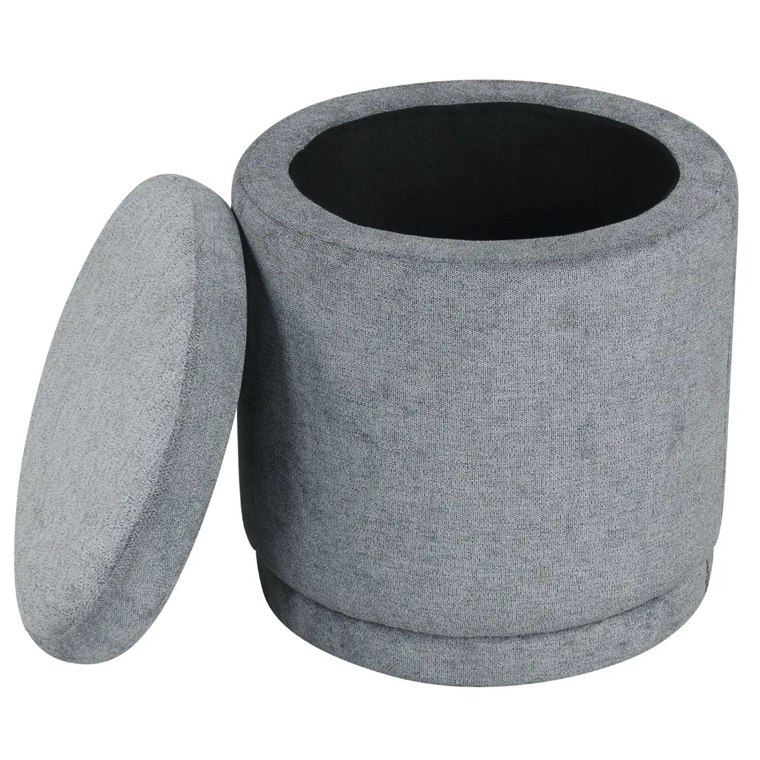 Round Storage Ottoman Foot Rest with Removable Lid and Acacia Wood Frame by DirectDeals