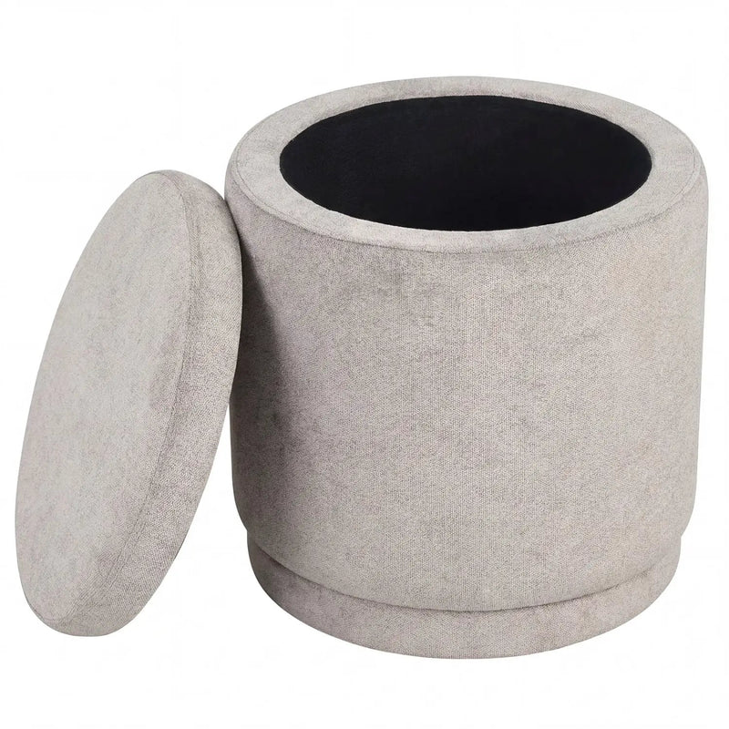 Round Storage Ottoman Foot Rest with Removable Lid and Acacia Wood Frame by DirectDeals