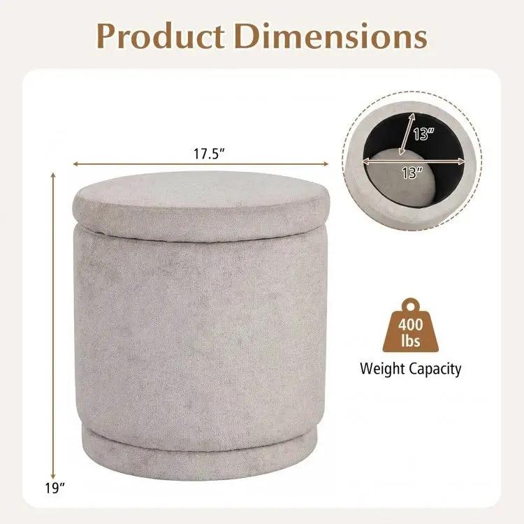 Round Storage Ottoman Foot Rest with Removable Lid and Acacia Wood Frame by DirectDeals