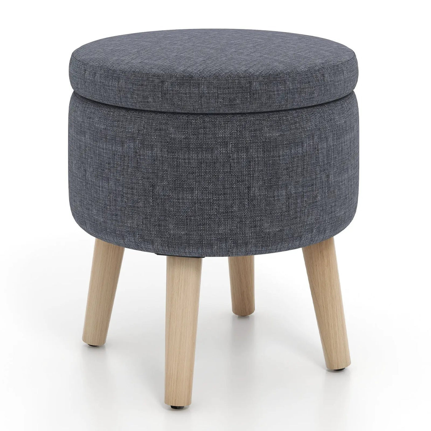 Round Storage Ottoman with Rubber Wood Legs and Adjustable Foot Pads by DirectDeals