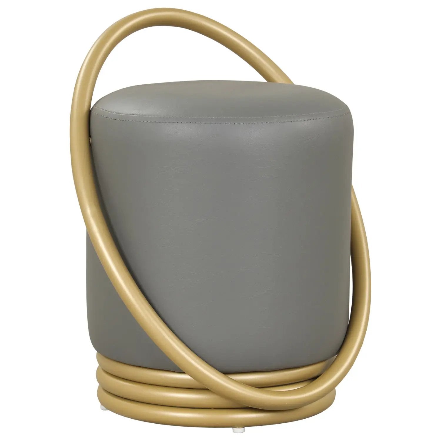 Round Vanity Stool with Gold Halo Design - Faux Leather by DirectDeals