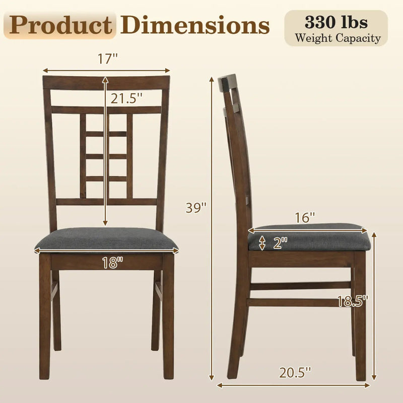Rubber Wood Dining Chairs Set of 2 with Lattice Back by DirectDeals