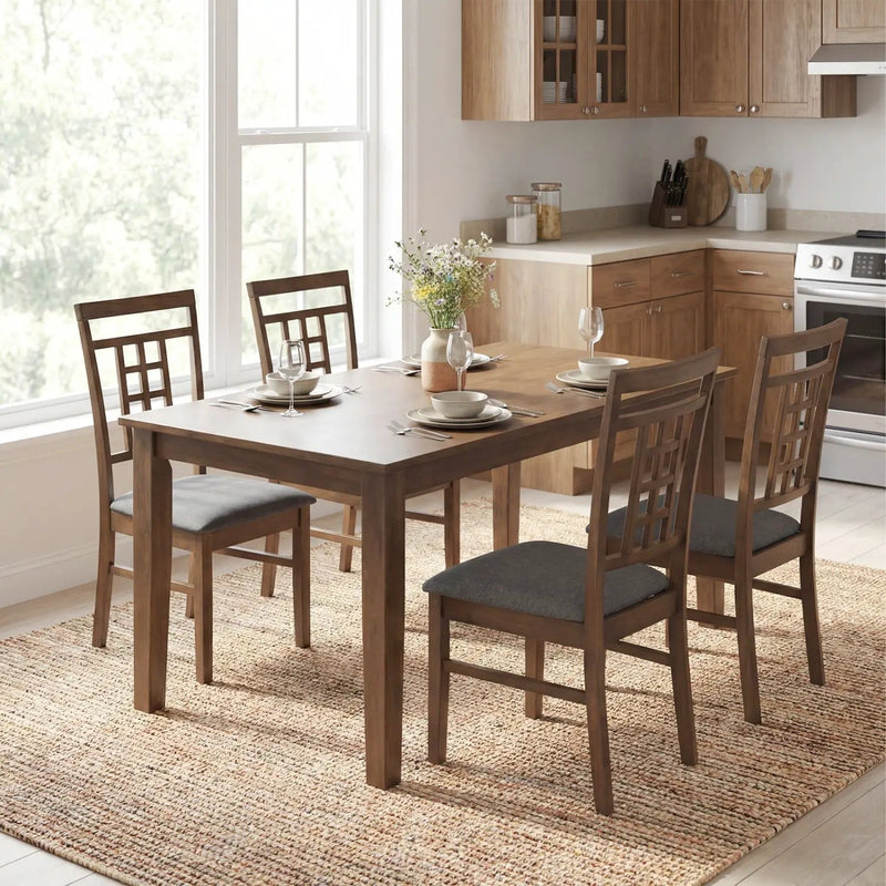 Rubber Wood Dining Chairs Set of 2 with Lattice Back by DirectDeals