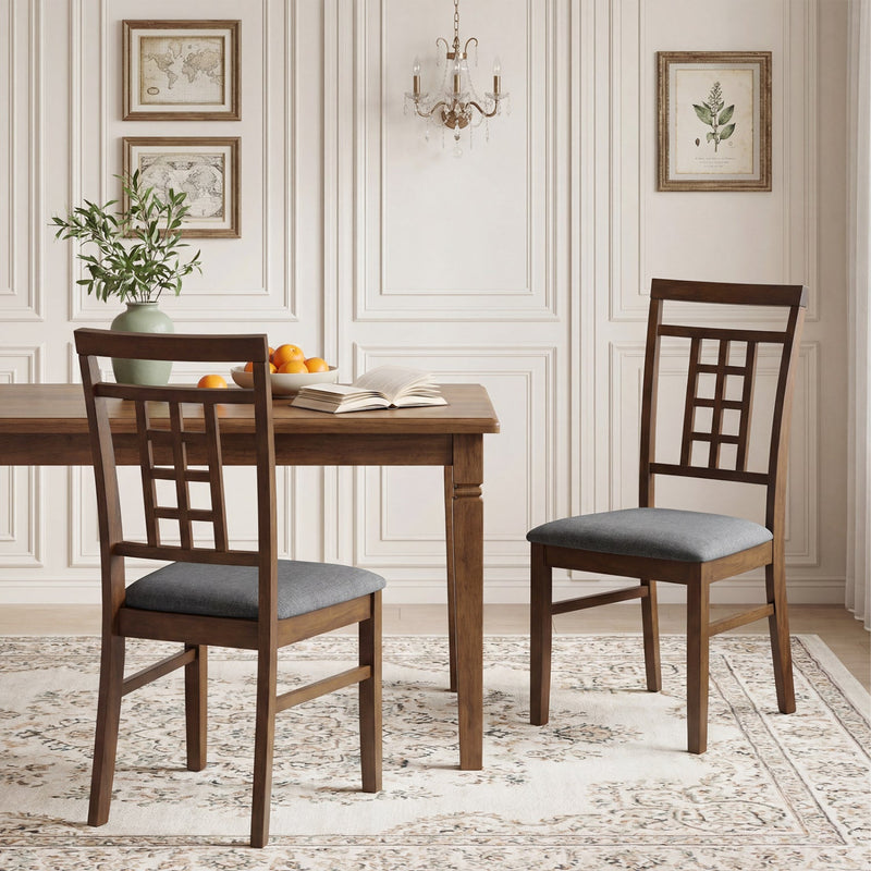 Rubber Wood Dining Chairs Set of 4 with Lattice Back by DirectDeals