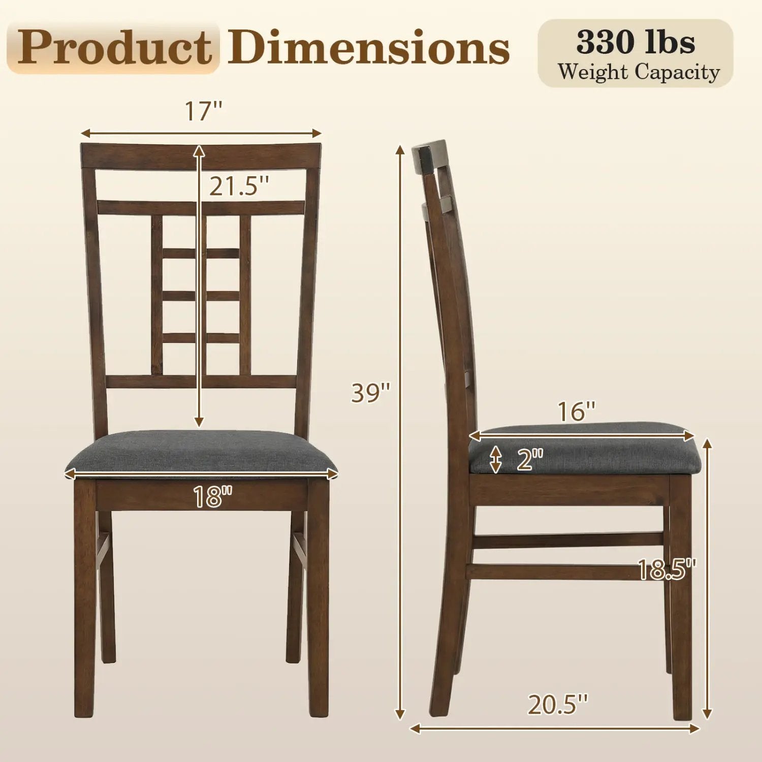 Rubber Wood Dining Chairs Set of 4 with Lattice Back by DirectDeals
