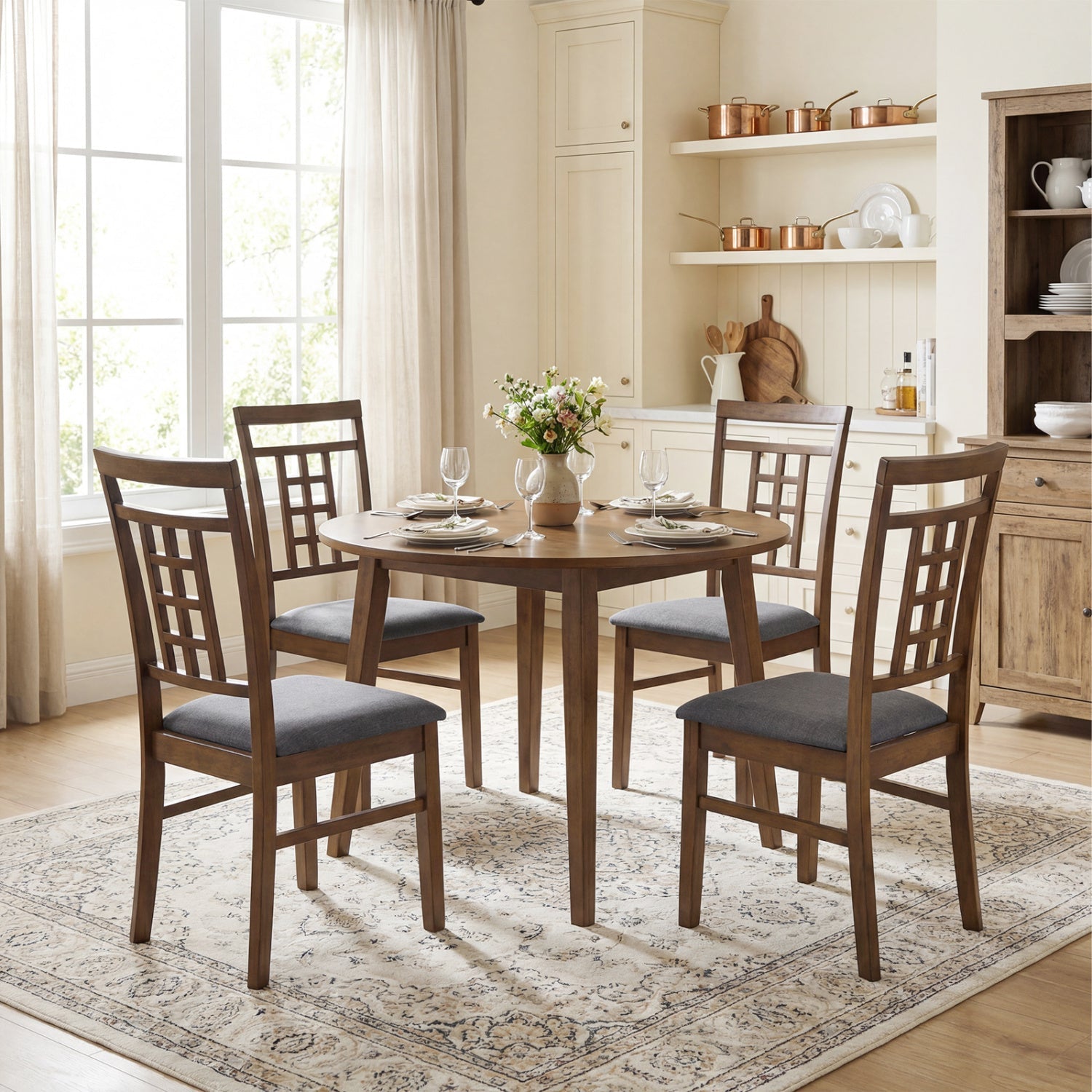 Rubber Wood Dining Chairs Set of 4 with Lattice Back by DirectDeals