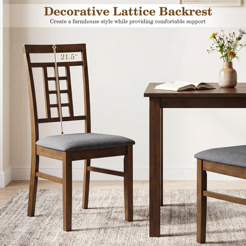 Rubber Wood Dining Chairs Set of 4 with Lattice Back by DirectDeals