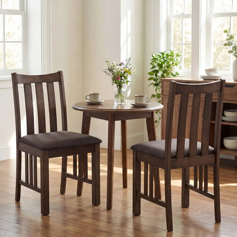 Rubber Wood Dining Chairs Side Chairs Set of 2 with Slat Back by DirectDeals