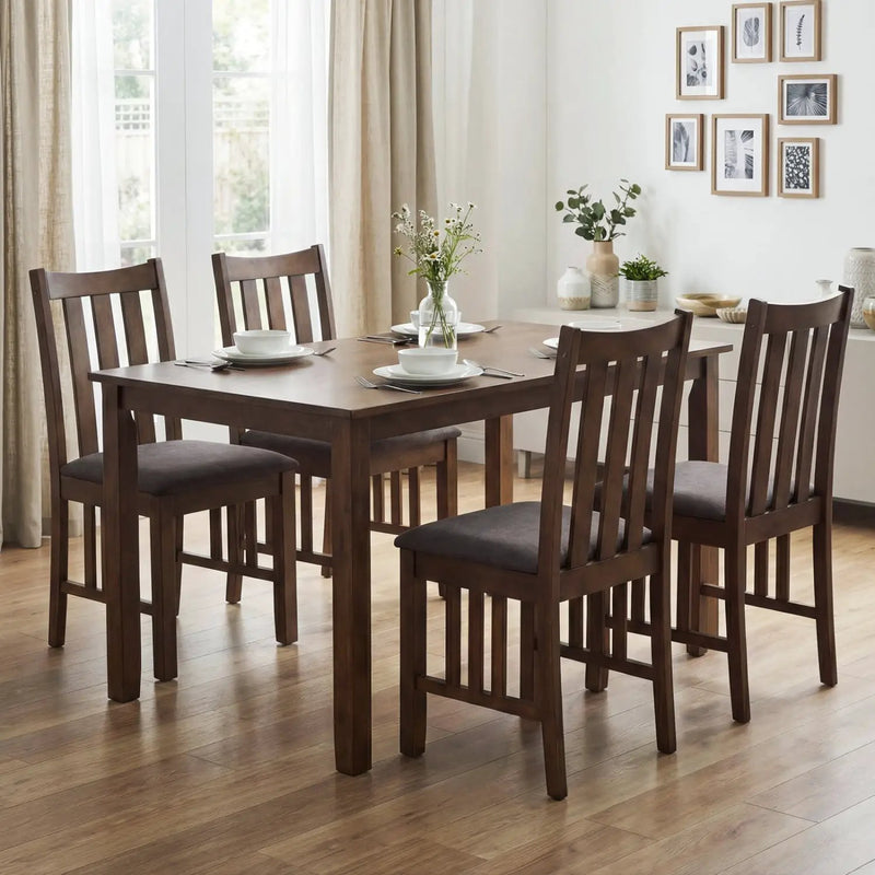 Rubber Wood Dining Chairs Side Chairs Set of 4 with Slat Back by DirectDeals