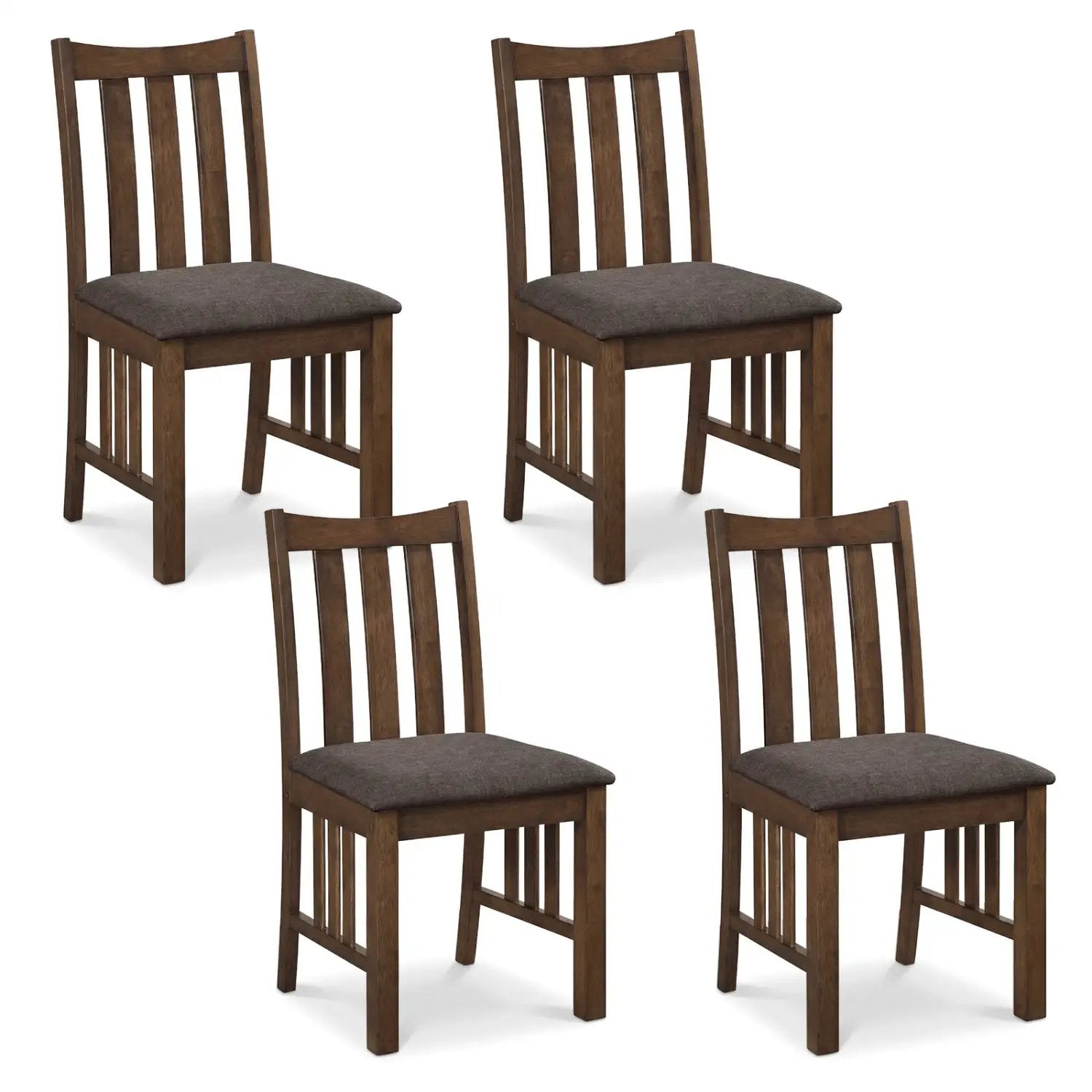 Rubber Wood Dining Chairs Side Chairs Set of 4 with Slat Back by DirectDeals