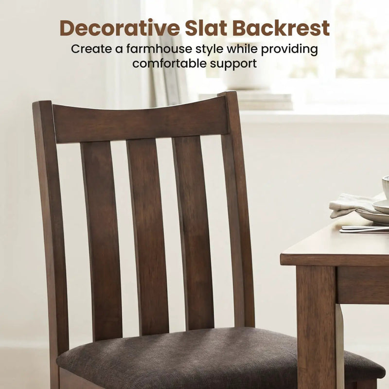 Rubber Wood Dining Chairs Side Chairs Set of 4 with Slat Back by DirectDeals