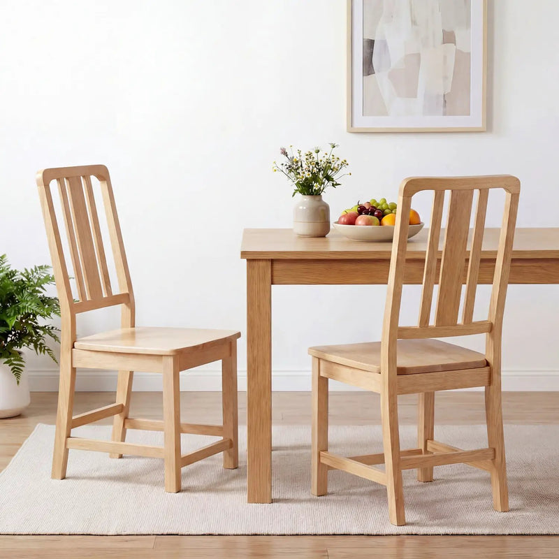 Rubber Wood Dining Chairs Set of 2 with Hollowed Backrest by DirectDeals