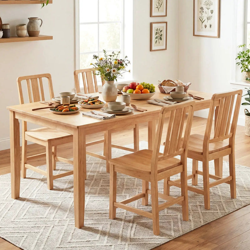 Rubber Wood Dining Chairs Set of 4 with Hollowed Backrest by DirectDeals