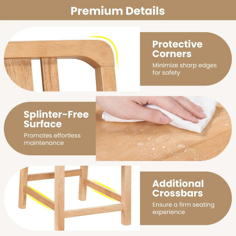 Rubber Wood Dining Chairs Set of 4 with Hollowed Backrest by DirectDeals