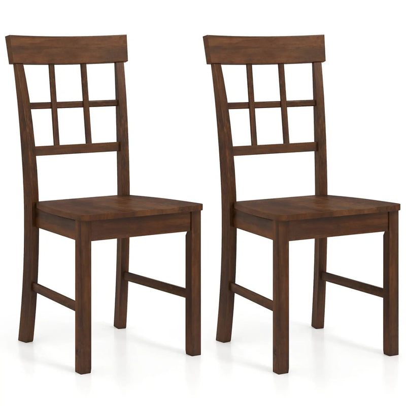 Rubber Wood Dining Chairs Set of 2 with High Backrests by DirectDeals