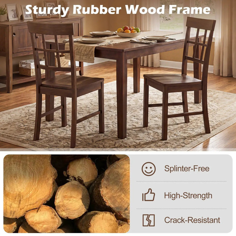 Rubber Wood Dining Chairs Set of 2 with High Backrests by DirectDeals