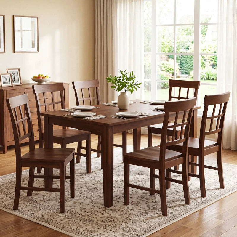 Rubber Wood Dining Chairs Set of 4 with High Backrests by DirectDeals