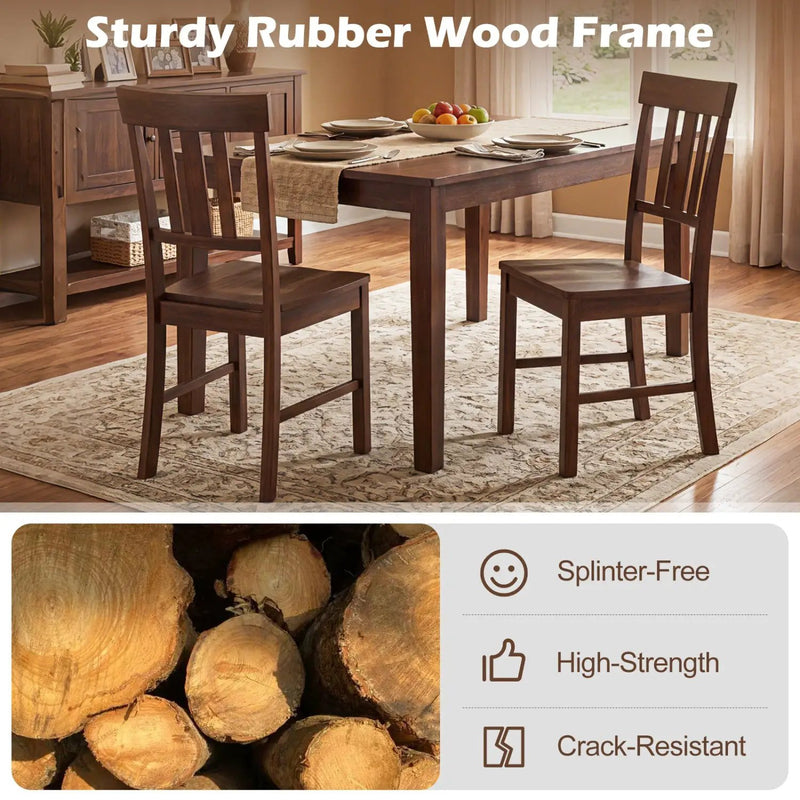 Rubber Wood Dining Chairs Set of 4 with High Slat Backrests by DirectDeals