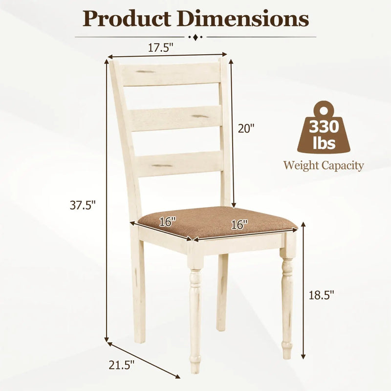 Dining Chairs Set of 4 with Padded Linen Seat & Slatted Back by DirectDeals