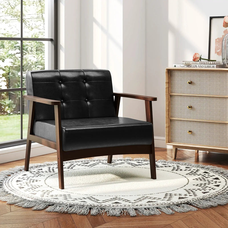 Rubber Wood Frame Accent Chair with Armrest for Living Room by DirectDeals