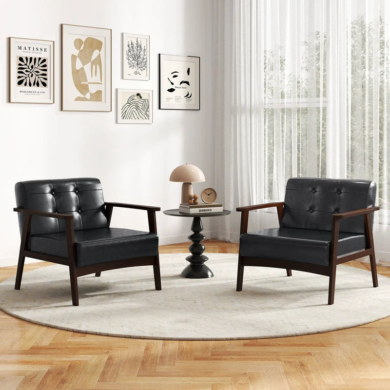 Rubber Wood Frame Accent Chair with Armrest for Living Room by DirectDeals