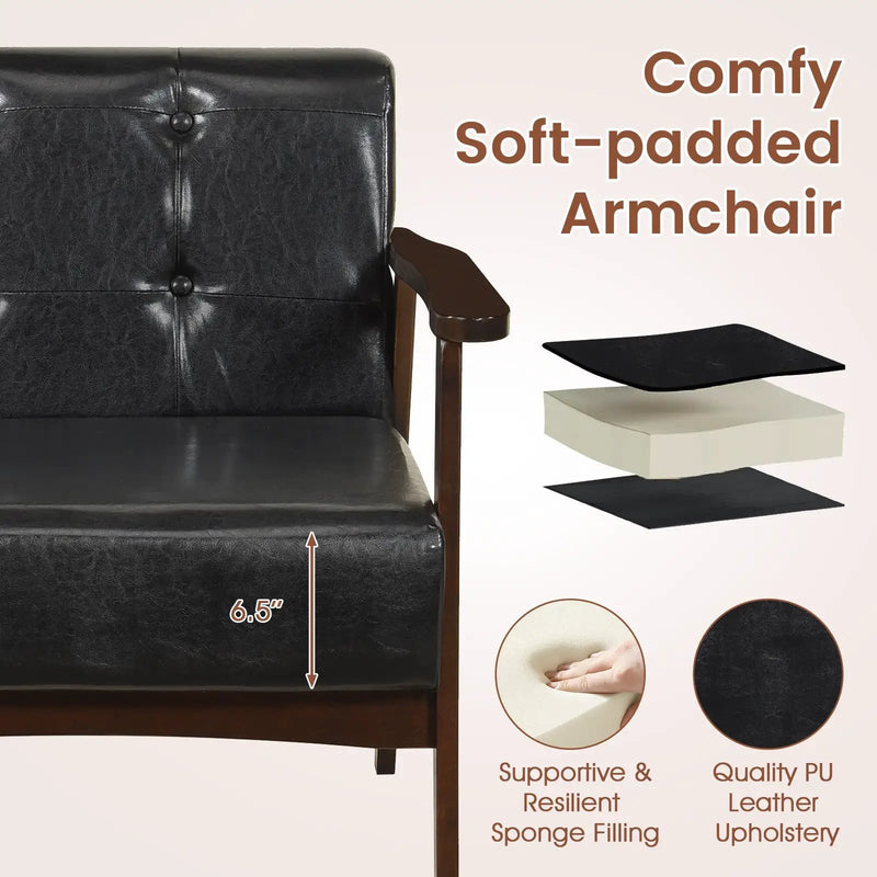 Rubber Wood Frame Accent Chair with Armrest for Living Room by DirectDeals