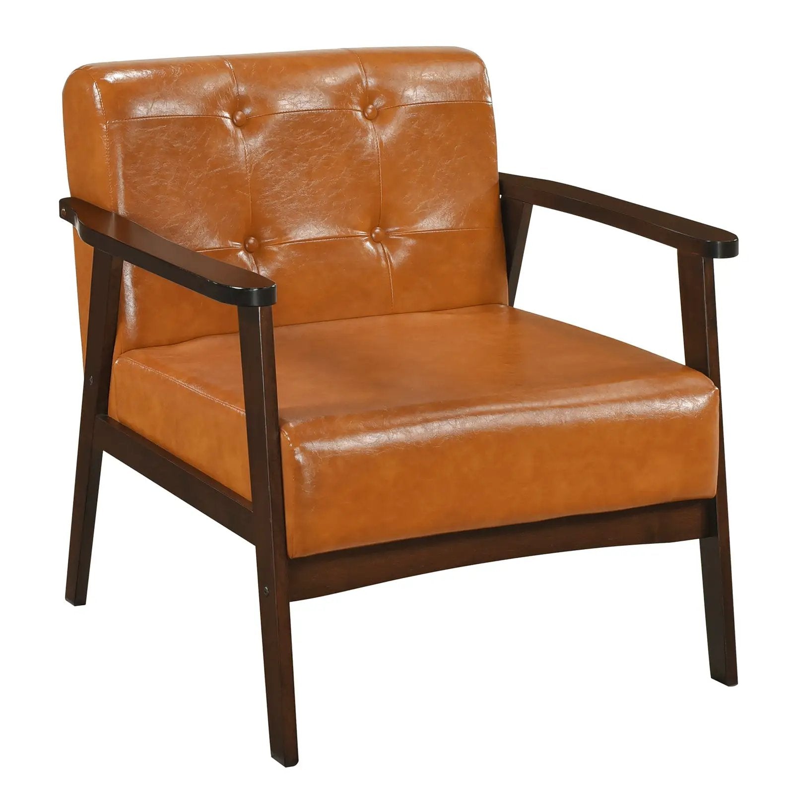 Rubber Wood Frame Accent Chair with Armrest for Living Room by DirectDeals