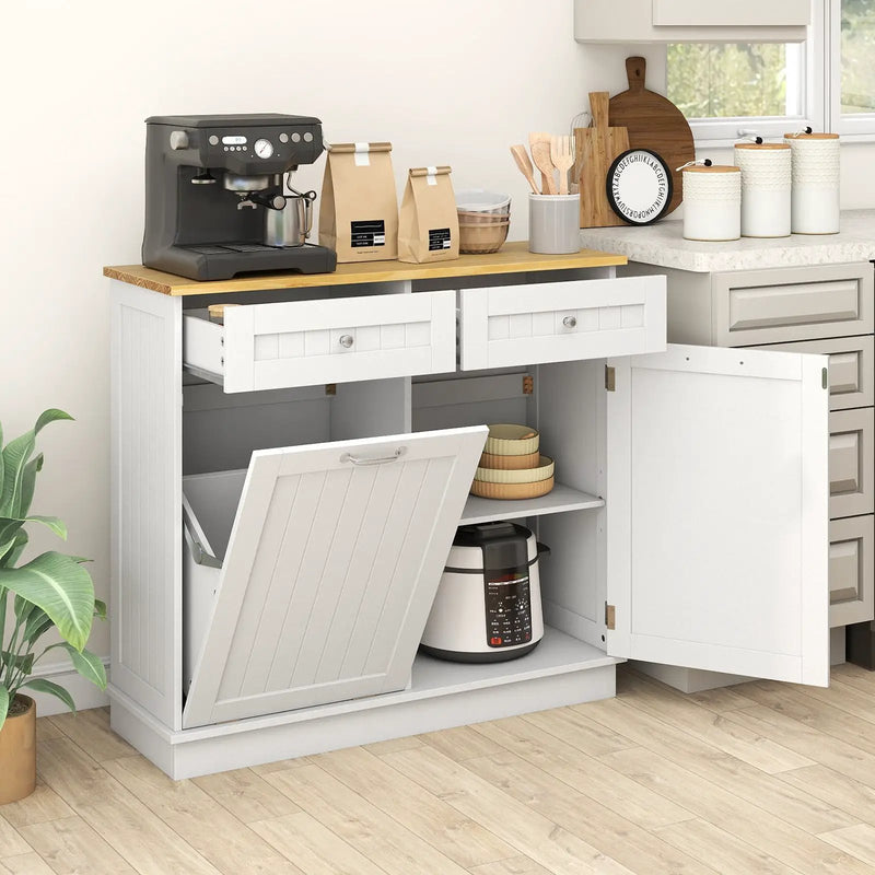 Kitchen Tilt Out Trash Cabinet with 2 Drawers and Adjustable Shelf by DirectDeals