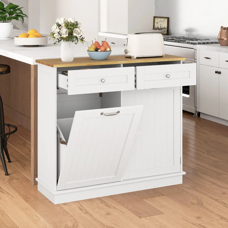 Kitchen Tilt Out Trash Cabinet with 2 Drawers and Adjustable Shelf by DirectDeals