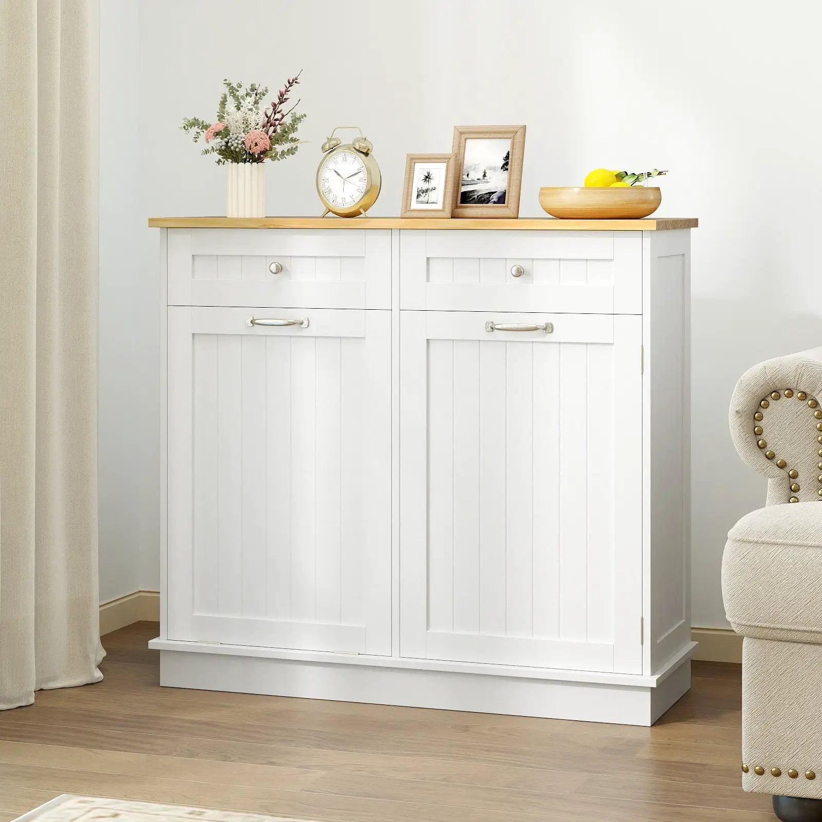 Kitchen Tilt Out Trash Cabinet with 2 Drawers and Adjustable Shelf by DirectDeals