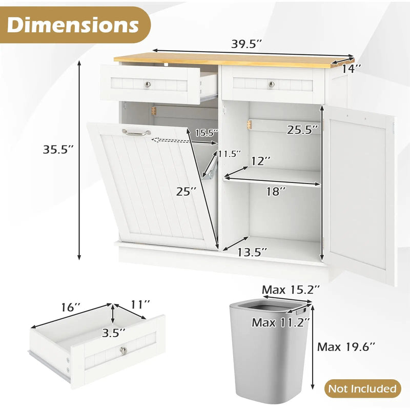 Kitchen Tilt Out Trash Cabinet with 2 Drawers and Adjustable Shelf by DirectDeals